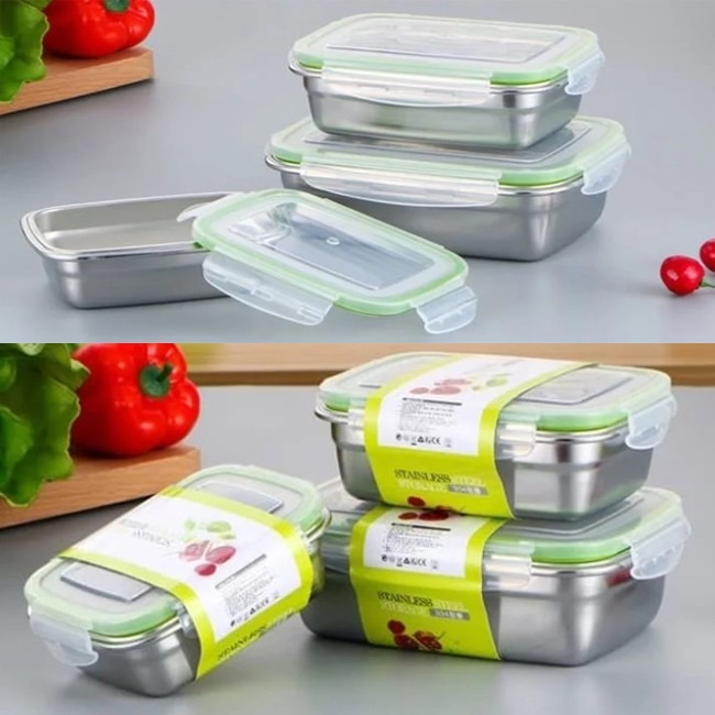 密封水果盒 不鏽鋼保鮮盒 餐盒 多尺寸 #304 白鐵便當盒 儲藏盒 密封不溢 可烤箱 保鮮 冷藏【H330041】-細節圖8