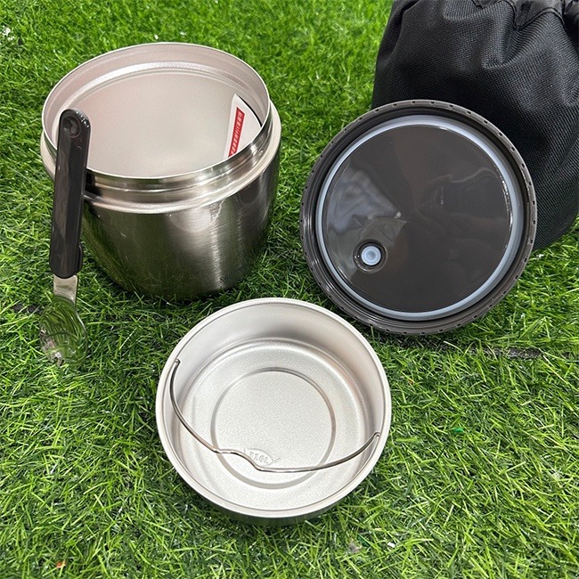 保溫便當盒 316不鏽鋼 1000ml 多功能餐盒 (附提袋) 白鐵便當盒 雙層餐盒 飯盒 仙德曼【H330052】-細節圖6