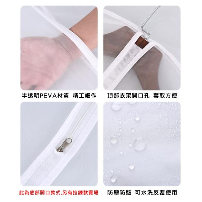 PEVA 防塵袋 透明防塵套 防塵套(開口款) 80-120cm長 防霉 收納袋 西裝套 洗衣店【H55004】-細節圖3