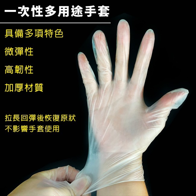 無粉 一次性 PVC 手套(3種尺寸) 未滅菌 耐酸鹼手套 食品級手套 加厚款 透明手套 防疫手套【H660013】-細節圖4