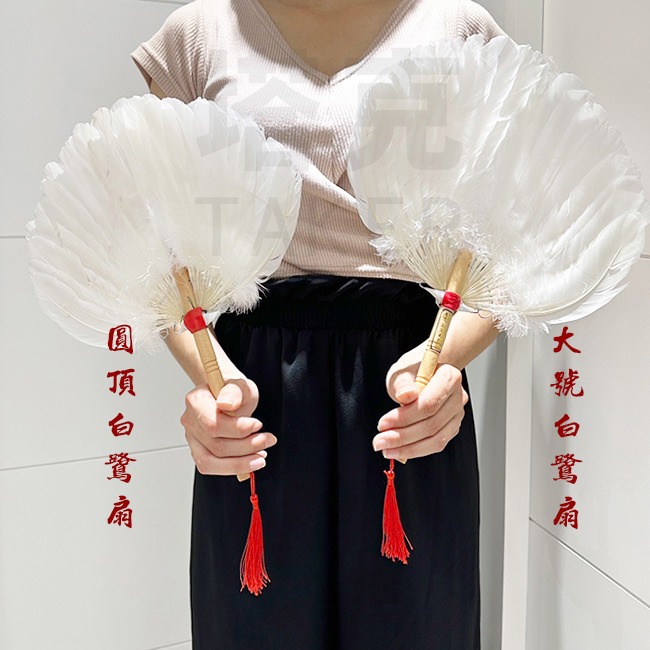 白鷺扇 (大號) 羽毛扇 手扇 表演扇 宮庭扇 古典扇 工藝扇 鵝毛扇 孔明扇 八卦扇 祭祀扇【M77000402】-細節圖5