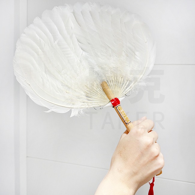 白鷺扇 (大號) 羽毛扇 手扇 表演扇 宮庭扇 古典扇 工藝扇 鵝毛扇 孔明扇 八卦扇 祭祀扇【M77000402】-細節圖6