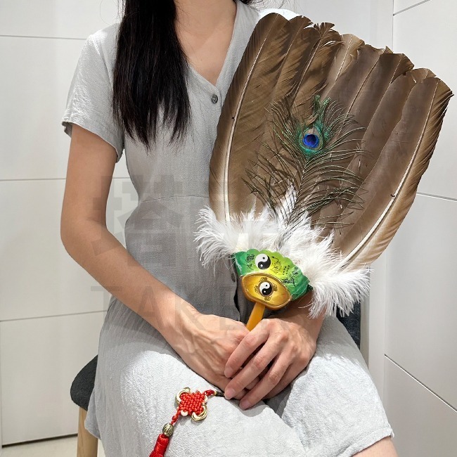 蒼鷹雕毛扇 羽毛扇 手工扇 表演扇 宮庭扇 古典扇 工藝扇 鵝毛扇 孔明扇 八卦扇 祭祀扇【M77000701】-細節圖5