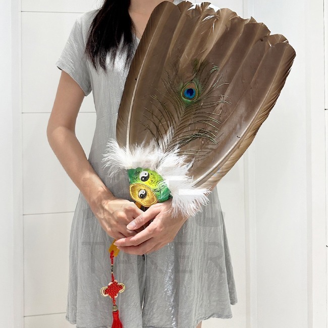 蒼鷹雕毛扇 羽毛扇 手工扇 表演扇 宮庭扇 古典扇 工藝扇 鵝毛扇 孔明扇 八卦扇 祭祀扇【M77000701】-細節圖6