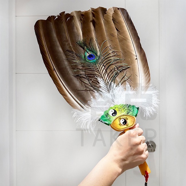 蒼鷹雕毛扇 羽毛扇 手工扇 表演扇 宮庭扇 古典扇 工藝扇 鵝毛扇 孔明扇 八卦扇 祭祀扇【M77000701】-細節圖7