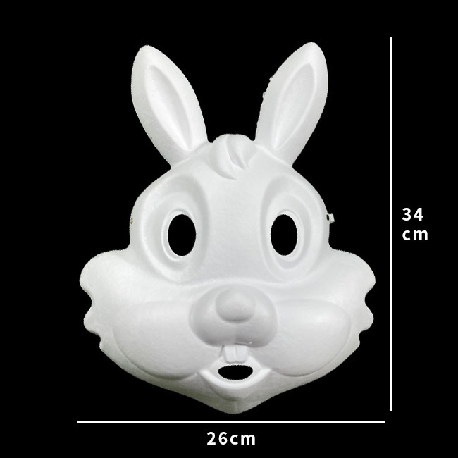 卡通兔子 白色面具 漏牙兔 紙漿面具 畫臉 空白面具 彩繪 兔寶寶面具 兔子紙面具 美勞 教材【T11000109】-細節圖2