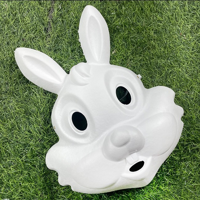 卡通兔子 白色面具 漏牙兔 紙漿面具 畫臉 空白面具 彩繪 兔寶寶面具 兔子紙面具 美勞 教材【T11000109】-細節圖3