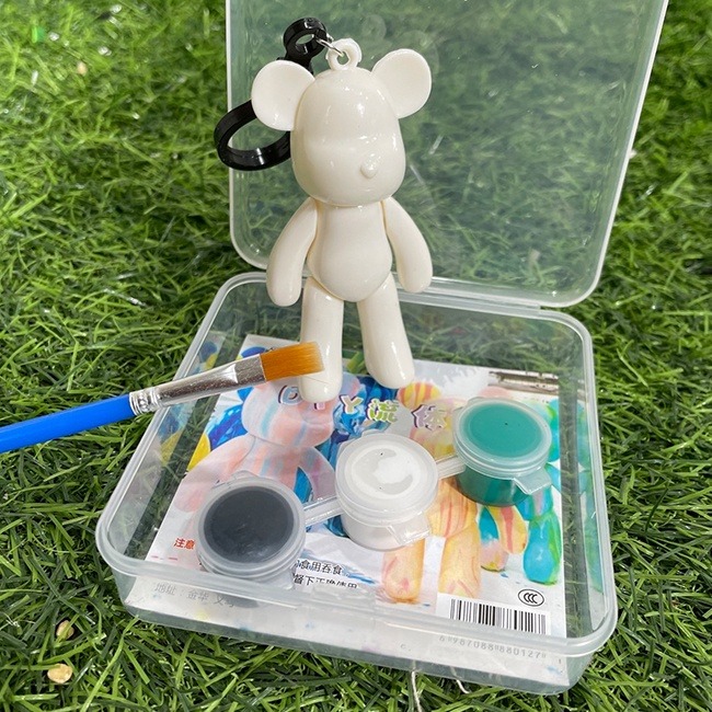 DIY 流體熊 (3色+1筆) 鑰匙圈 暴力熊 白胚熊 小熊公仔 公主熊 材料包 美勞玩具【T11005701】-細節圖5