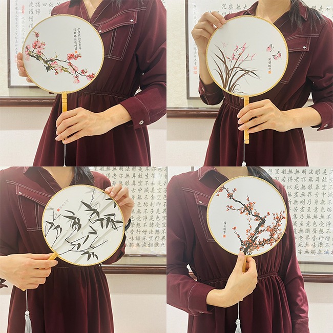 印花扇 宮廷扇 古典扇 (12款) DIY 圓扇 團扇 表演扇 舞蹈扇 工藝扇 婚禮扇 中國扇【T11006601】-細節圖7