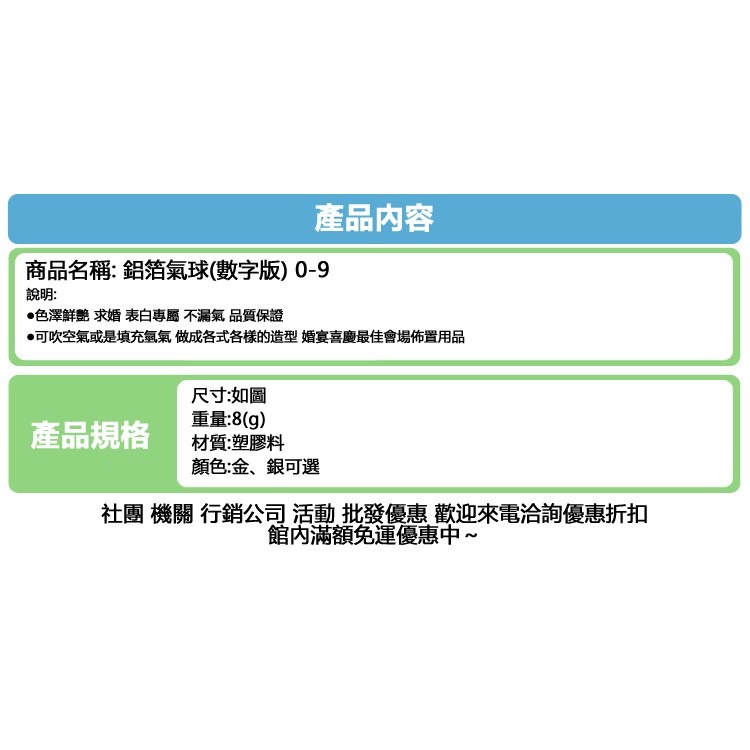 16吋 鋁箔(金/銀 雙色) 氣球 空飄氣球 數字氣球(0-9) 鋁箔氣球 氣球任意搭配 520 布置【P110045】-細節圖7