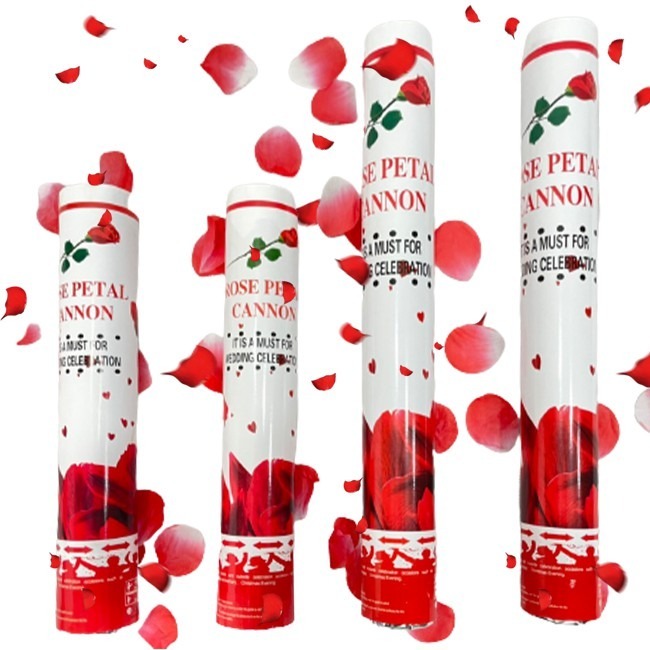 空氣 玫瑰花 禮花 拉炮(40公分) 玫瑰花瓣 禮炮 空氣炮 安全拉炮 彩花炮 氣壓式彩帶 花瓣【P11009501】-細節圖3