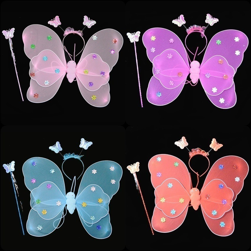 萬聖節 滿天星翅膀(3件套) 雙層蝴蝶翅膀 兒童節 舞會表演 演出道具 變裝秀 兒童大遊行【P220003】-細節圖7