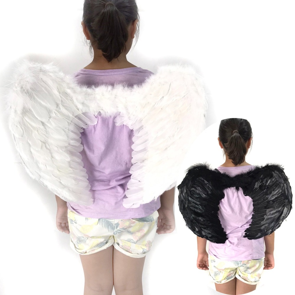 天使羽毛 翅膀 萬聖節 成人羽毛翅膀 (小號) 黑白雙色 天使翅膀 聖誕節 角色扮演 派對道具【P22000】-細節圖3