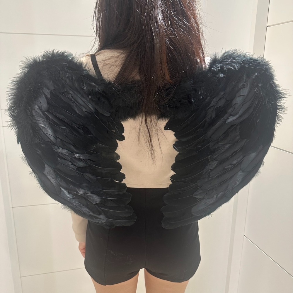 天使羽毛 翅膀 萬聖節 成人羽毛翅膀 (小號) 黑白雙色 天使翅膀 聖誕節 角色扮演 派對道具【P22000】-細節圖6