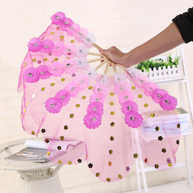 梅花扇 韓國舞扇 表演扇 舞蹈扇 跳舞扇 手工扇 秧歌 舞蹈扇 七十朵花 朝鮮扇【P550022】-細節圖2