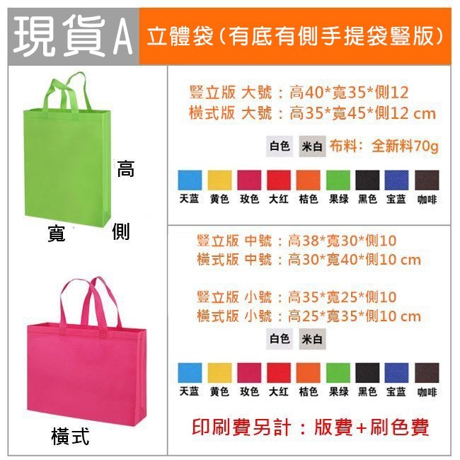 不織布袋 訂製 無紡布袋(橫款) LOGO有底有側 環保袋 手提袋 購物袋 禮贈品 背袋 不織布【S330012】-細節圖3
