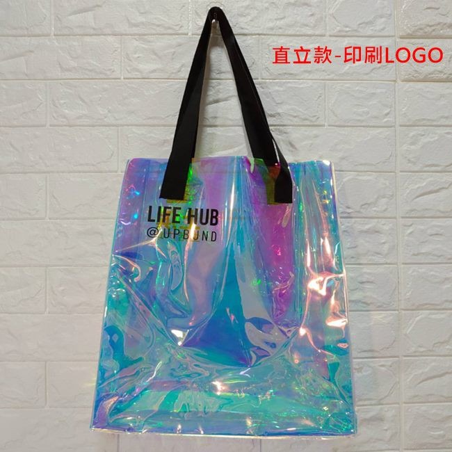 PVC袋 果凍包 客製化 雷射膜 透明手提袋(LOGO) 購物袋 環保袋 廣告袋 網紅提袋【S33002101】-細節圖7