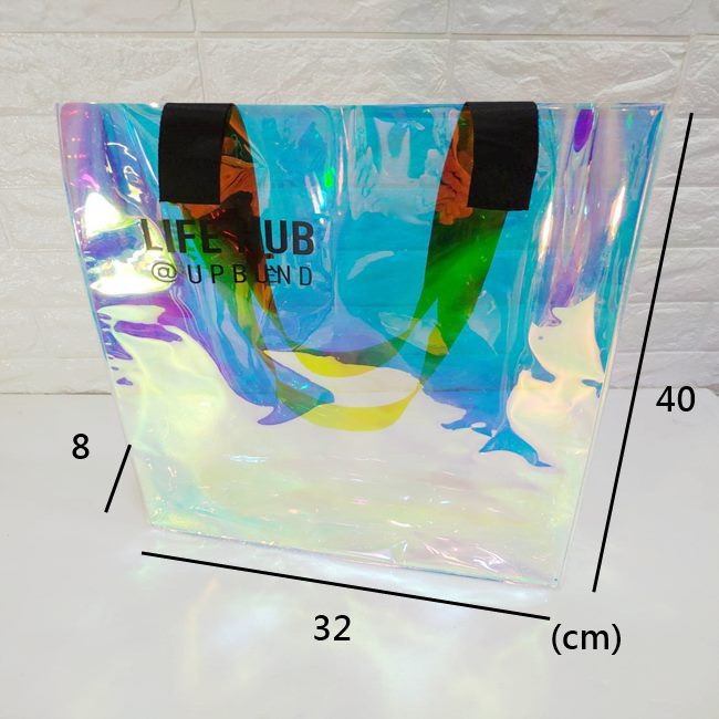 PVC袋 果凍包 客製化 雷射膜 透明手提袋(LOGO) 購物袋 環保袋 廣告袋 網紅提袋【S33002101】-細節圖8