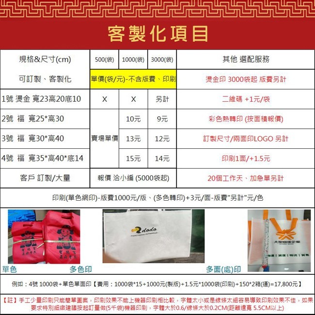 福袋 客製化 手提+束口 二合一 不織布袋 LOGO 平口袋 環保袋 手提袋 購物袋 禮贈品 禮物袋【S33005】-細節圖2