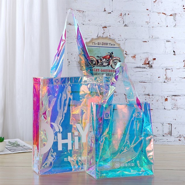 雷射膜 PVC袋 透明手提袋(3款-10個起印) LOGO印刷 購物袋 環保袋 廣告袋 網紅提袋【S330067】-細節圖8