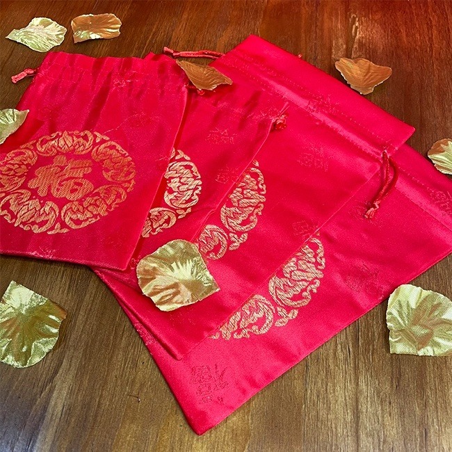 福袋 錦緞福袋 束口袋 (五福臨門) 3尺寸 法寶袋 春節福袋 首飾袋 喜糖 收納袋 刺繡袋 金飾【S33011】-細節圖8