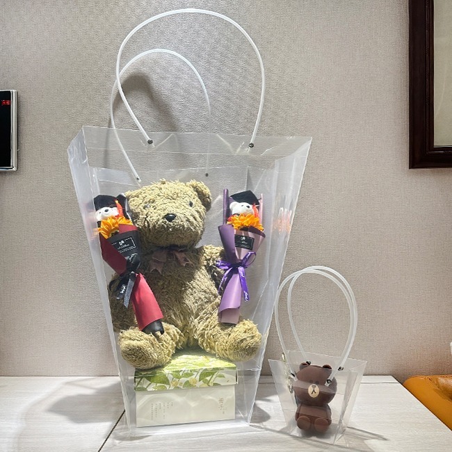 植物提袋 花袋 PP透明 梯形 花束包裝袋 (頂大/頂小) 防水袋 花藝袋 鮮花袋 盆栽袋【S330130】-細節圖7