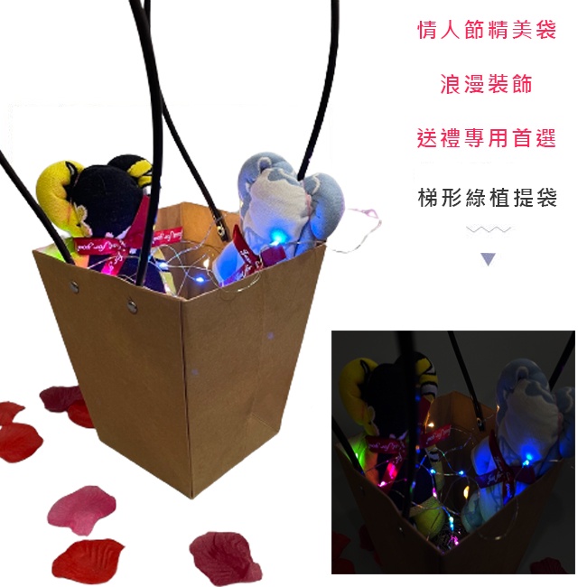 覆膜防水 牛皮紙 鮮花袋 (梯形) 紙袋 手提袋 禮品袋 盆栽袋 綠植袋 環保袋 紙袋 網紅袋【S330131】-細節圖7