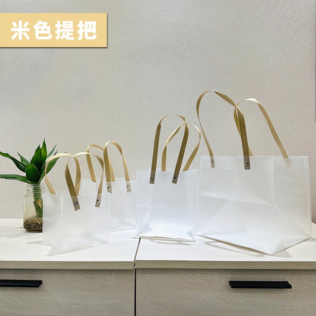 彩色提把PP袋 立方底 四方 蛋糕袋 (棕/紅) PP磨砂袋 防水袋 禮品袋 塑膠袋 網美袋 透明袋【S330160】-細節圖5