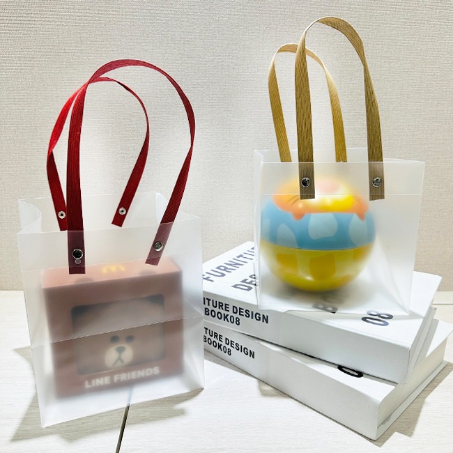 彩色提把PP袋 立方底 四方 蛋糕袋 (棕/紅) PP磨砂袋 防水袋 禮品袋 塑膠袋 網美袋 透明袋【S330160】-細節圖8