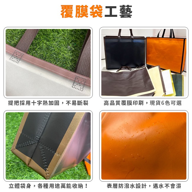 彩框 覆膜袋 (6色) 橫式 有底有側 網紅袋 環保袋 手提袋 購物袋 不織布提袋 禮品袋【S33017701】-細節圖4