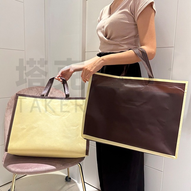 彩框 覆膜袋 (6色) 橫式 有底有側 網紅袋 環保袋 手提袋 購物袋 不織布提袋 禮品袋【S33017701】-細節圖6