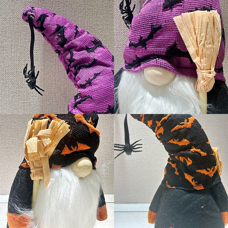 萬聖節 無臉老人 (紫帽/橘帽) 絨布娃娃 居家擺件 小布偶 小矮人 擺設 派對 布置 裝飾【W440078】-細節圖5