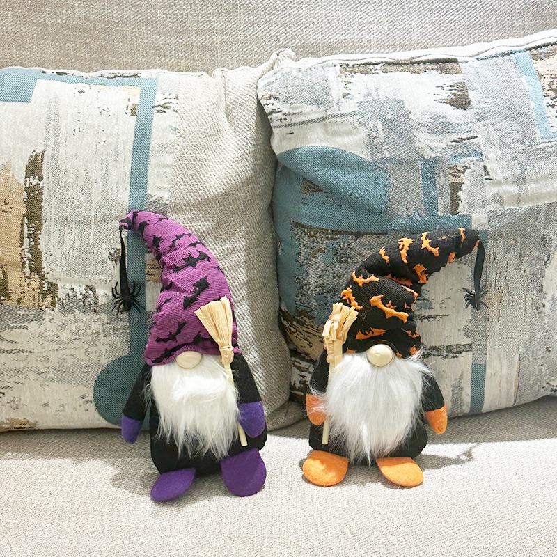 萬聖節 無臉老人 (紫帽/橘帽) 絨布娃娃 居家擺件 小布偶 小矮人 擺設 派對 布置 裝飾【W440078】-細節圖6
