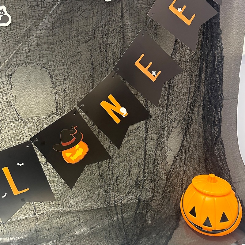 萬聖節 拉旗 (字母掛旗-3款) 14面旗子 紙片掛旗 旗幟 鬼屋 派對 居家 布置 裝飾【W440085】-細節圖6