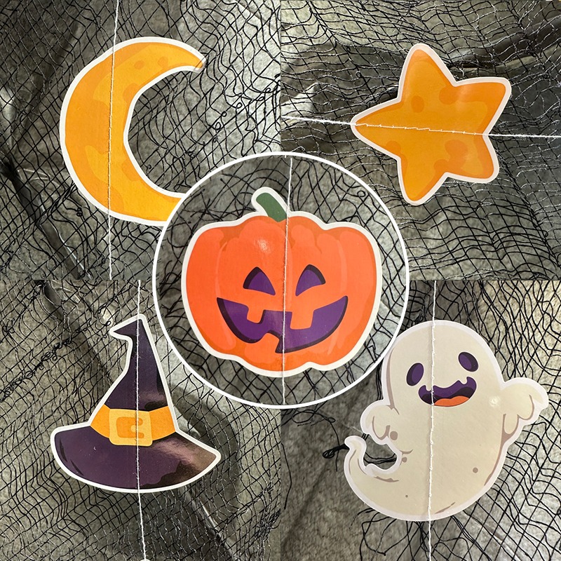 萬聖節 紙串 卡通掛旗 紙片拉旗 (18片-2款) 旗幟 紙花串 鬼屋 派對 居家 布置 裝飾【W440089】-細節圖8