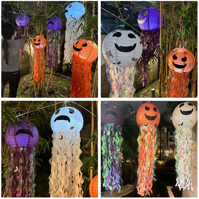 萬聖節 流蘇 紙燈籠 水母燈籠 (彩虹) 造型燈籠 南瓜燈 告白氣球 熱氣球 鬼屋 餐廳佈置【W440086】-細節圖7