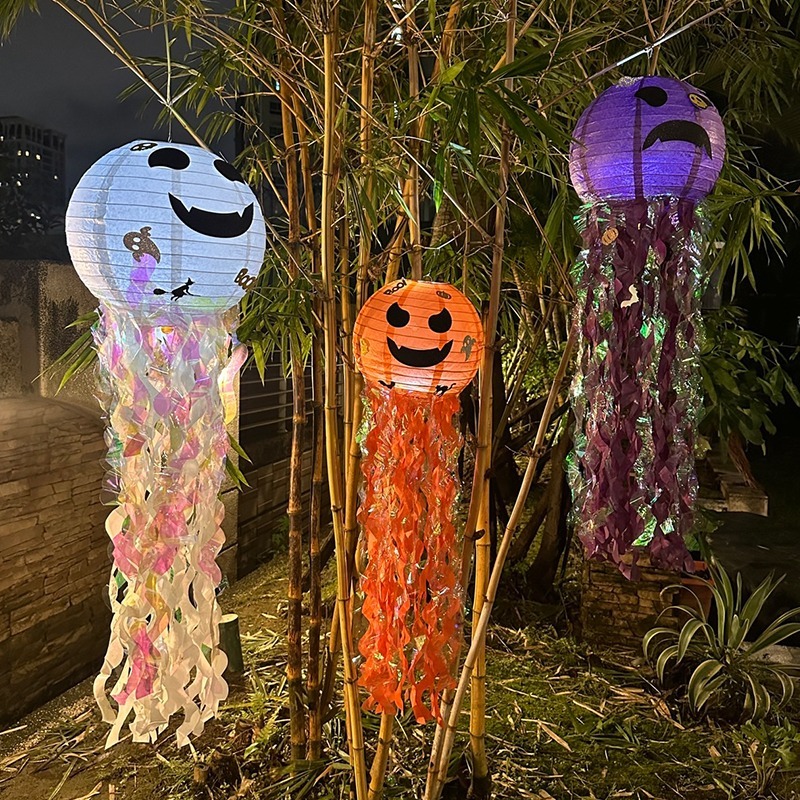萬聖節 流蘇 紙燈籠 水母燈籠 (彩虹) 造型燈籠 南瓜燈 告白氣球 熱氣球 鬼屋 餐廳佈置【W440086】-細節圖8