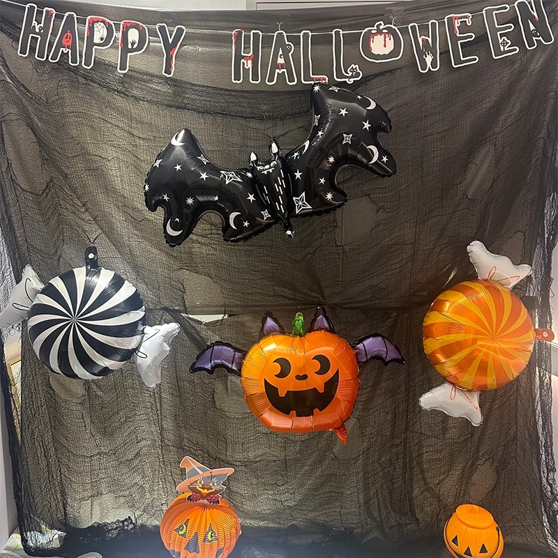 萬聖節 造型氣球 鋁箔氣球 (蝙蝠糖果) 卡通氣球 南瓜氣球 空飄氣球 派對 布置 告白氣球【P110127】-細節圖4
