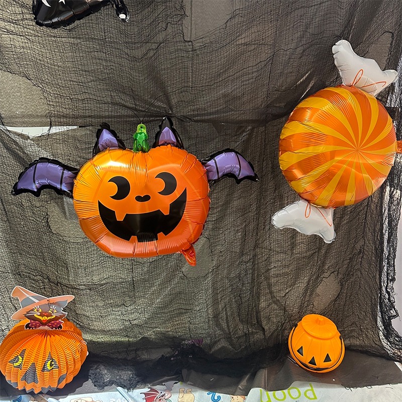 萬聖節 造型氣球 鋁箔氣球 (蝙蝠糖果) 卡通氣球 南瓜氣球 空飄氣球 派對 布置 告白氣球【P110127】-細節圖6
