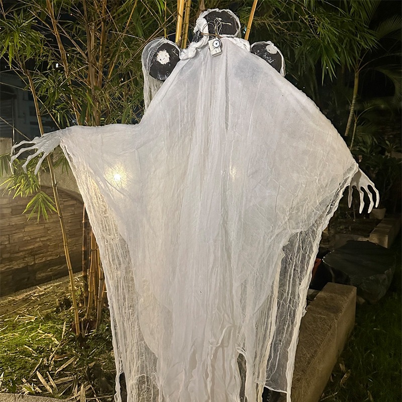 三頭骷髏掛鬼 聲控 鬼怪 三頭吊鬼 200cm 萬聖節 骷髏頭 逃脫遊戲 鬼屋布置 恐怖裝飾【W440021】-細節圖8