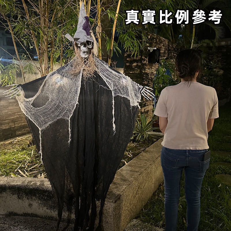 萬聖節 骷髏掛鬼 吊鬼 (戴帽骷髏) 200cm 巫婆鬼 骷髏頭 逃脫遊戲 鬼屋布置 恐怖裝飾【W440020】-細節圖3