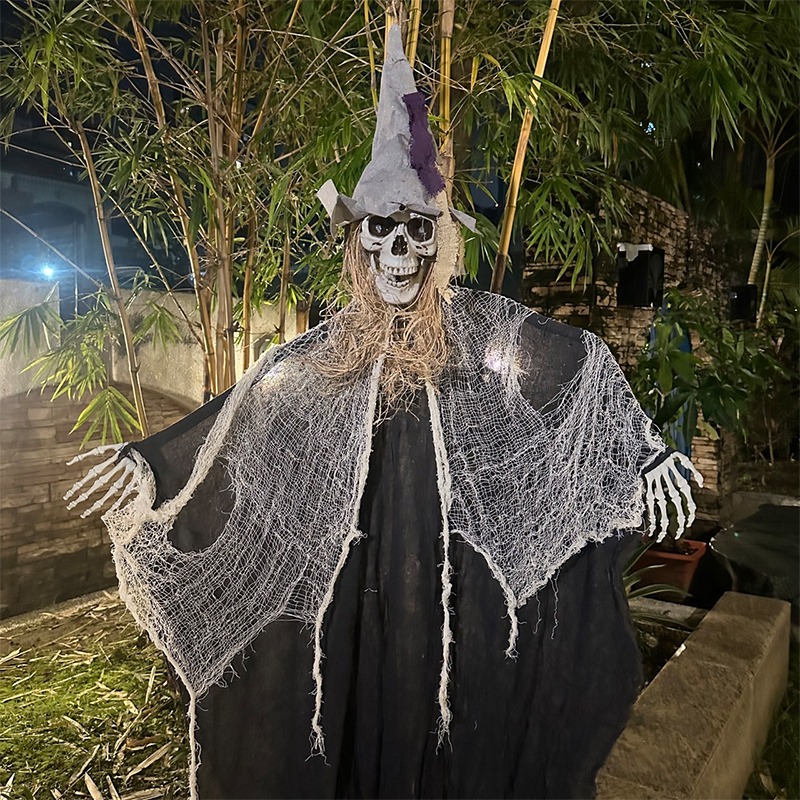 萬聖節 骷髏掛鬼 吊鬼 (戴帽骷髏) 200cm 巫婆鬼 骷髏頭 逃脫遊戲 鬼屋布置 恐怖裝飾【W440020】-細節圖6