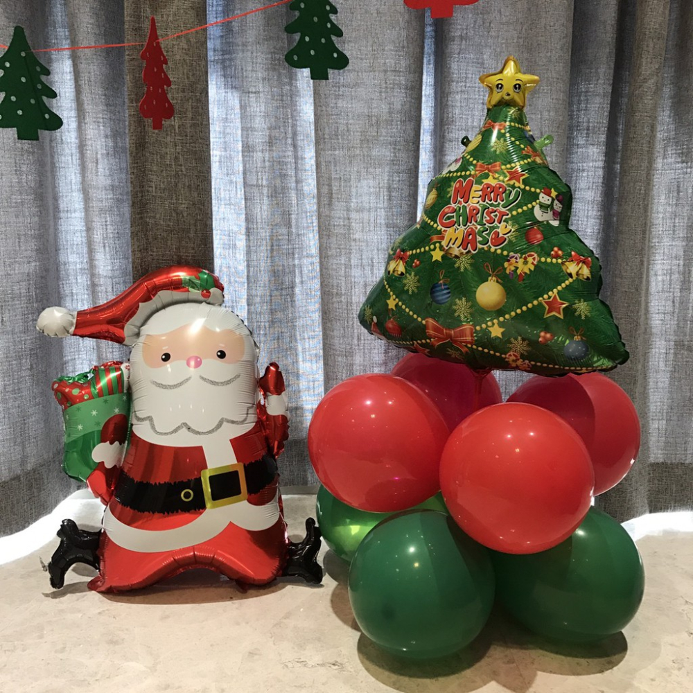 聖誕節 (3合1) DIY組 卡通氣球柱 聖誕布置 耶誕氣球 鋁箔氣球 乳膠氣球 空飄氣球