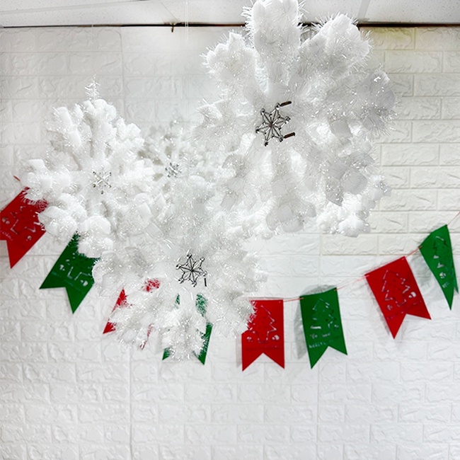 聖誕節 8桿/30cm 雪花片 (小號) 裝飾 聖誕雪花片 立體雪花 雪花串 雪花貼 聖誕布置 掛飾 吊飾-細節圖4