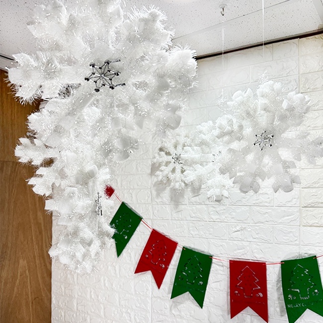 聖誕節 8桿/30cm 雪花片 (小號) 裝飾 聖誕雪花片 立體雪花 雪花串 雪花貼 聖誕布置 掛飾 吊飾-細節圖5