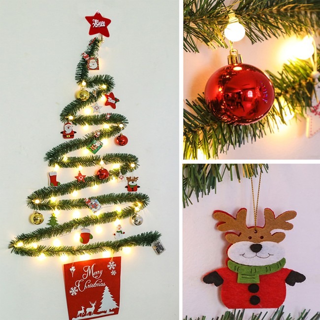聖誕樹 (綠藤蔓) DIY裝飾 LED燈樹 牆面佈置 耶誕樹 聖誕紅 店面擺設 居家裝飾 牆貼【M44002801】-細節圖5