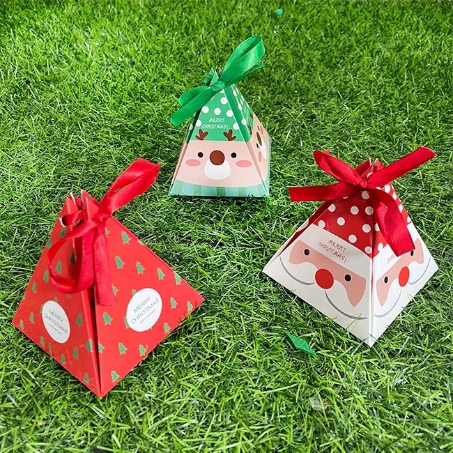 聖誕節 糖果盒 糖果包裝 (三角盒 3款) 禮物盒 手作盒 糖果袋 包裝盒 餅乾盒 聖誕老人【M88000201】-細節圖6