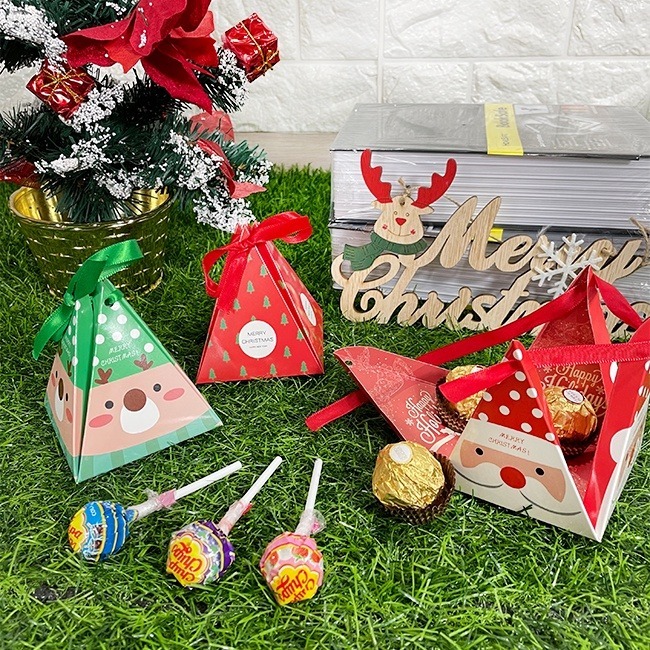 聖誕節 糖果盒 糖果包裝 (三角盒 3款) 禮物盒 手作盒 糖果袋 包裝盒 餅乾盒 聖誕老人【M88000201】-細節圖7