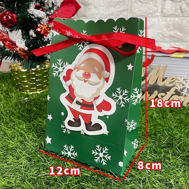 聖誕節 加厚立體袋 (4款) 蝴蝶結袋 白卡紙袋 糖果包裝 禮物盒 手作盒 糖果袋 聖誕老人 餅乾袋-細節圖4