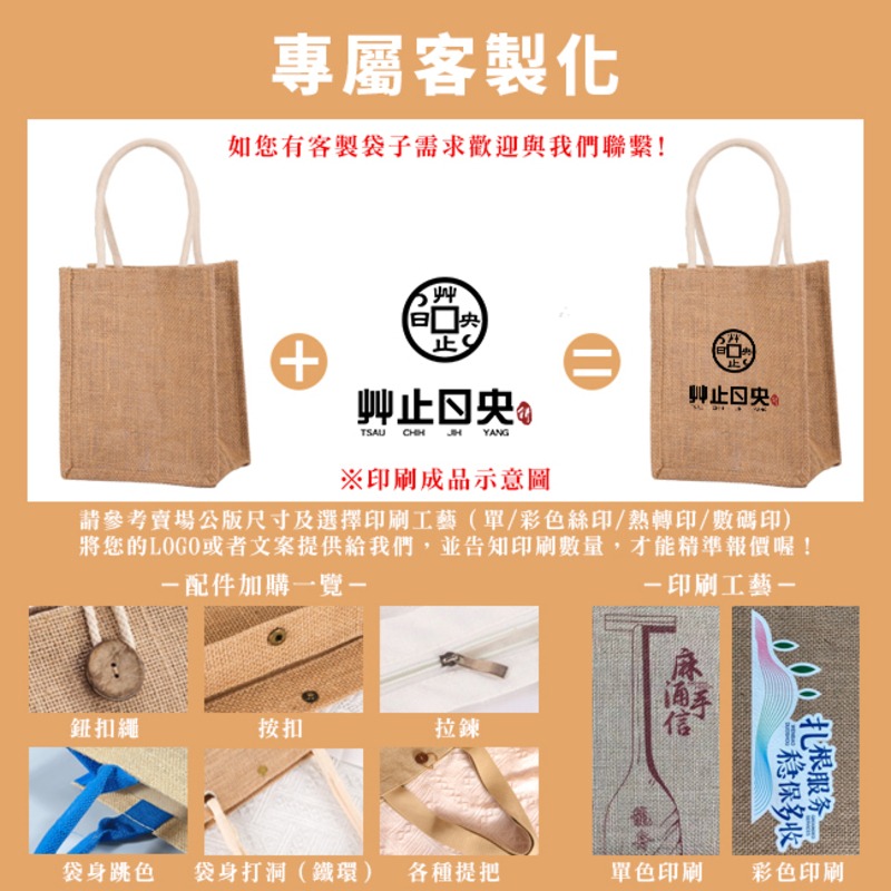 亞麻袋 覆膜 手提袋 (直款-4尺寸) 防潑水 LOGO 客製化 無印同款 環保袋 購物袋 便當袋【S330218】-細節圖2